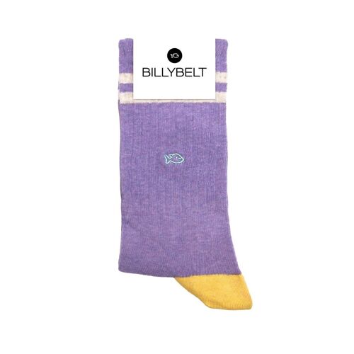 Chaussettes en coton peigné Retro - Violet chiné