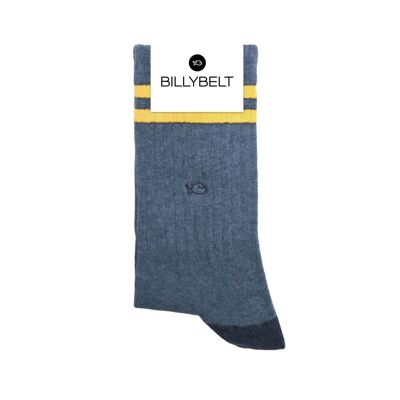 Retro combed cotton socks - Heather blue