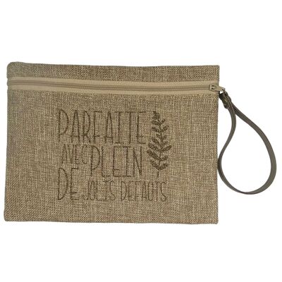 L pouch, "Perfect with lots of pretty flaws", shimmering jute