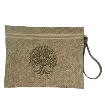 Pouch L, “Life is beautiful”, shimmering jute