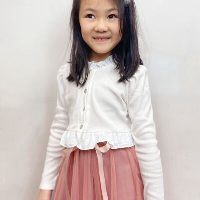 Ribbed cotton vest/top with ruffle for girls