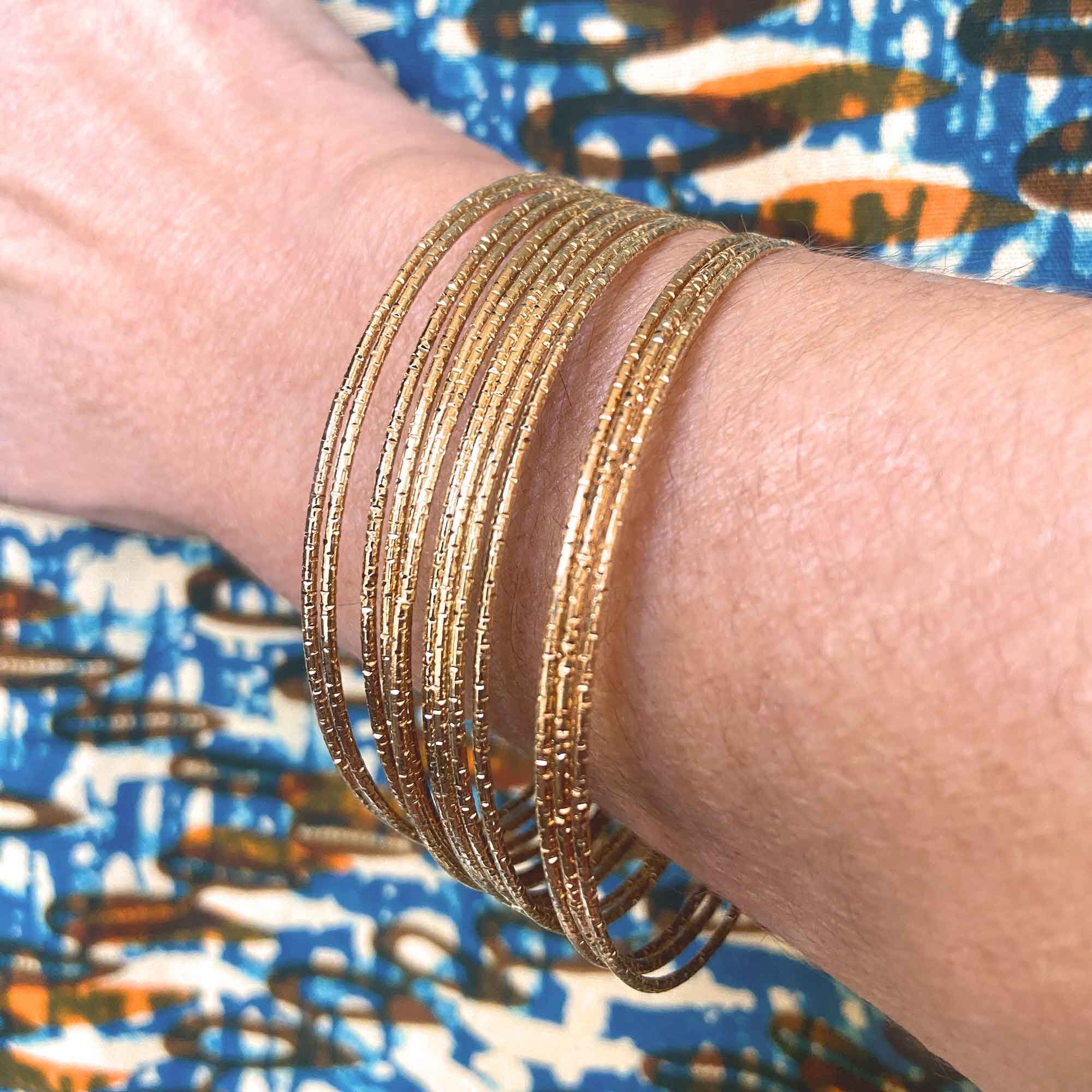Fine gold fancy bracelets to match with the Melokane thin bracelets