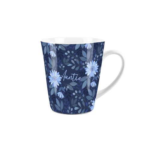 Dark Blue Flowers Mug - 300ml