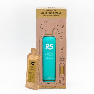 R5 Kit Wooden surfaces and floors - 1 750 ml bottle + 1 refill - Made in Italy