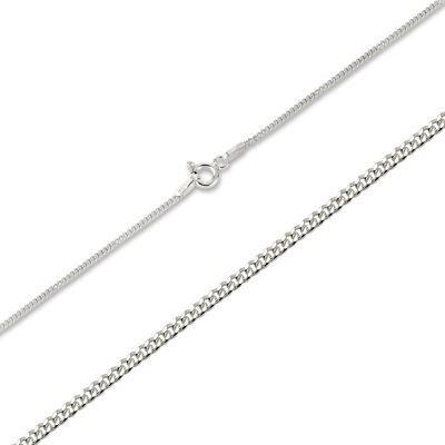 Cadena de plata Cuban Chain en plata de ley 925 de 1 mm, longitud de cadena de 60 cm Collar Cubana unisex de plata auténtica para hombre o collar para mujer