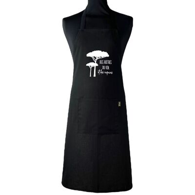 Apron, "Oysters, wine, and friends" plain black