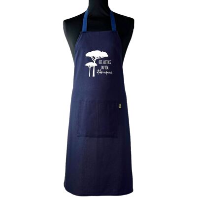 Apron, "Oysters, wine, and friends" plain navy