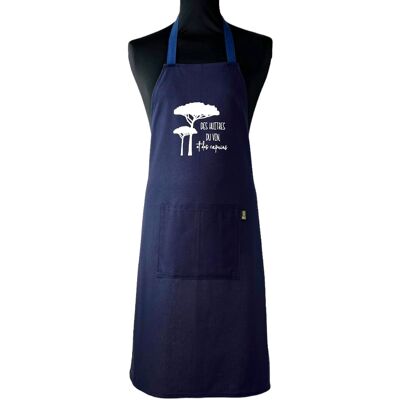 Apron, Oysters, wine, and friends, plain navy