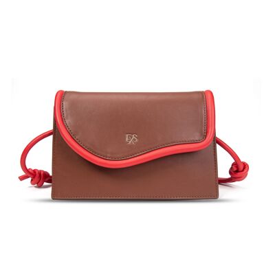 Exs-25543 Astrid crossbody Shoulder bag in recycled pu coffee/red