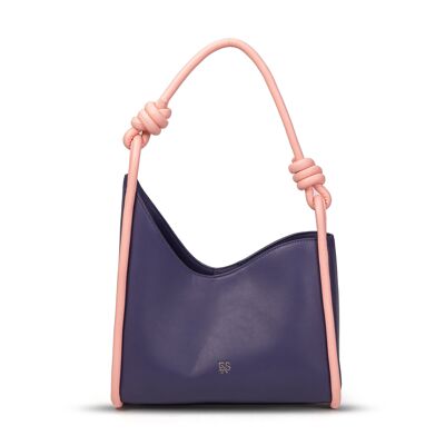 Exs-25544 Borsa a spalla hobo Celeste In pu riciclato viola/rosa