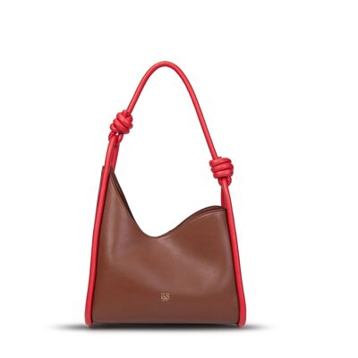 Exs-25544 Celeste hobo Shoulder bag In recycled pu coffee/Red