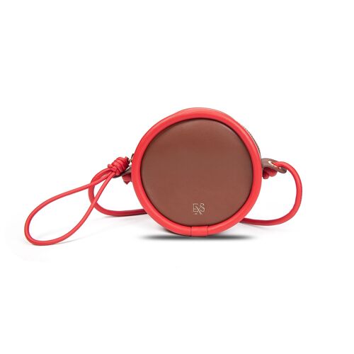 Exs-25546 Isobel coin purse Porte-monnaie rond pu recyclé coffee/red