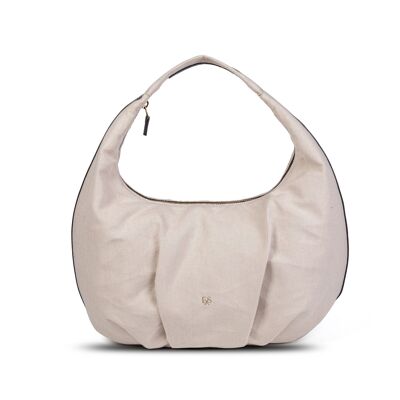 Exs-25558 Antoinette Hobo Borsa a spalla in tela pu riciclata beige/nero