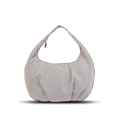 Exs-25558 Antoinette Hobo Shoulder bag recycled pu canvas grey/brown