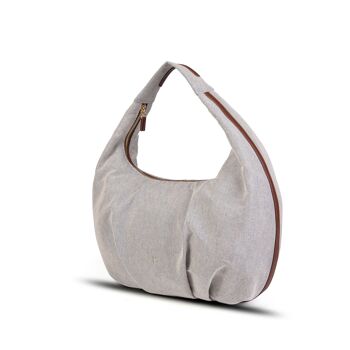 Exs-25558 Antoinette Hobo Sac porté épaule canvas pu recyclé gris/marron 3