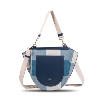 Exs-25559 Eleine Sac Porté épaule ou bandoulière canvas pu bleu 1