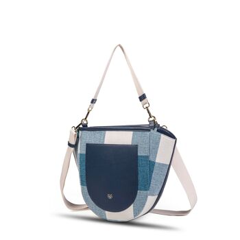 Exs-25559 Eleine Sac Porté épaule ou bandoulière canvas pu bleu 3