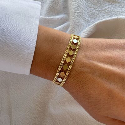 Gold Chain Bracelet, Boho Bracelet Sterling SIlver, Minimal Rhombus Bracelet, Gold Bracelet, Made from 24k Gold Plated Sterling SIlver 925.