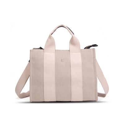 Exs-25563 Vivien Handbag or shoulder bag canvas pu beige/black