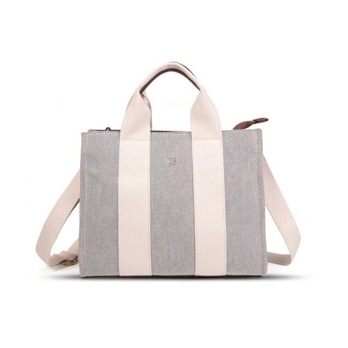 Exs-25563 Vivien Sac porté main ou bandoulière canvas pu grey/brown