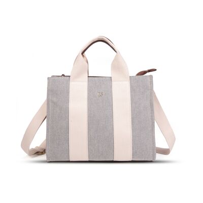 Exs-25563 Vivien Handtasche oder Umhängetasche Canvas PU grau/braun