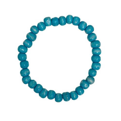 Hout armbandje aqua blue