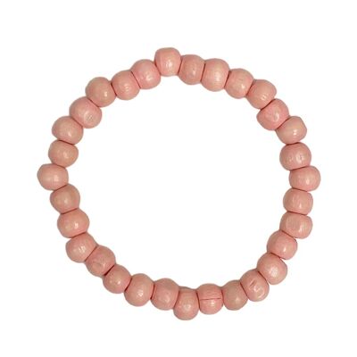 Wood bracelet coral pink