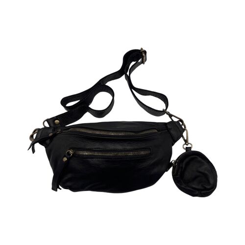 SAC BANANE CUIR WASHED GIULIA S NOIR