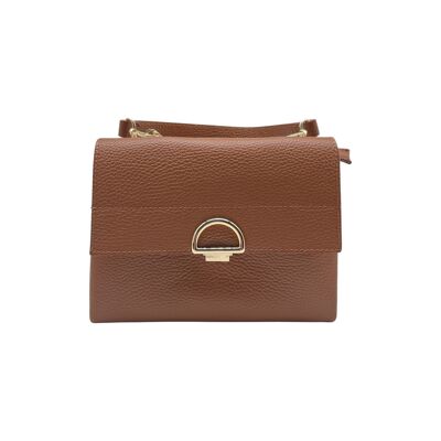 CATERINA CAMEL GRAINED LEATHER BAG