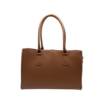 GRETA CAMEL GRAINED LEATHER SHOULDER BAG