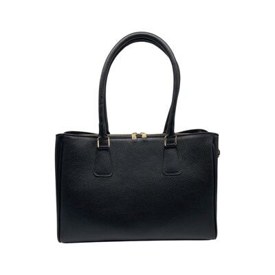 SCHWARZE GRETA-SCHULTERTASCHE AUS genarbtem Leder