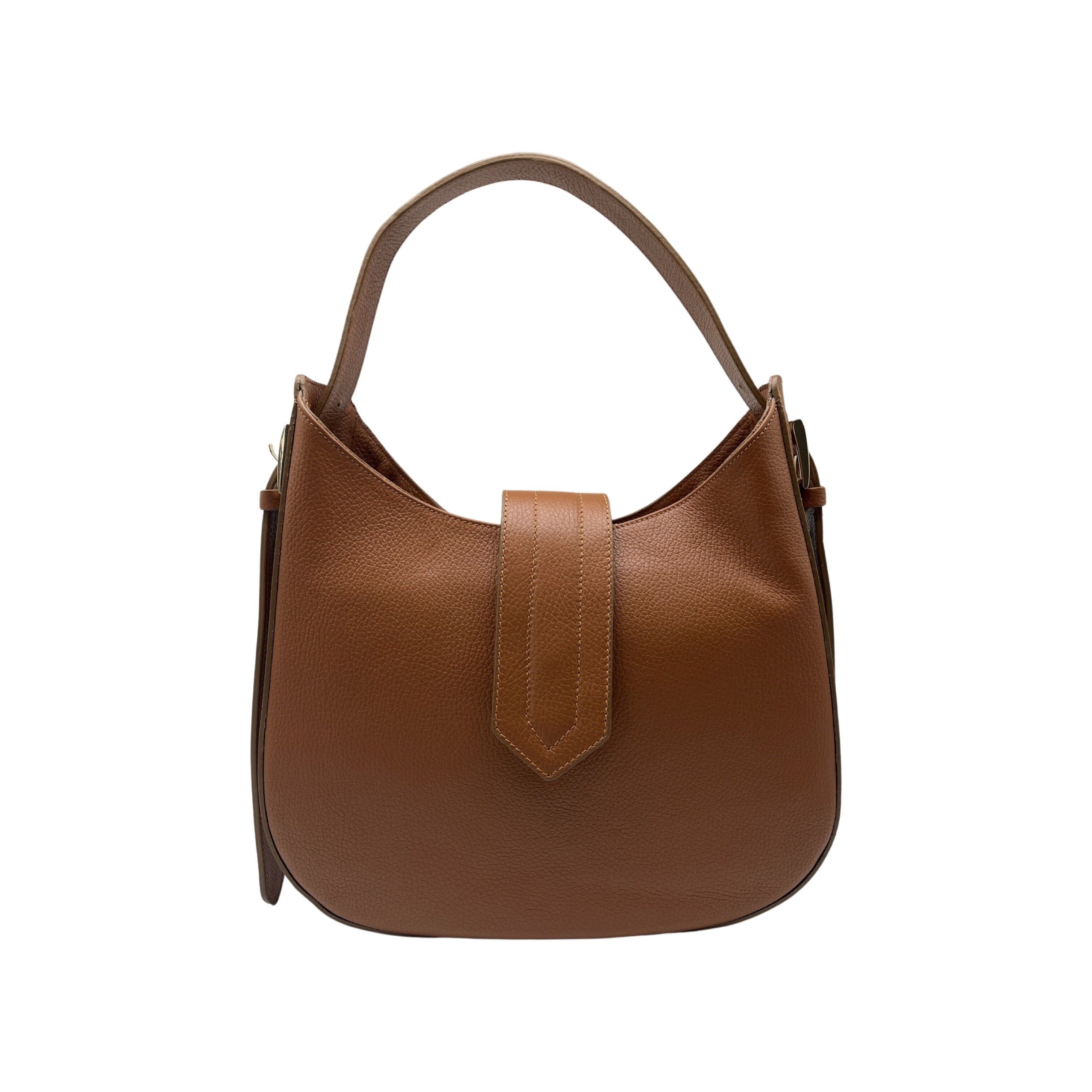 BORSA A SPALLA ERICA IN PELLE GRANATA CAMMELLO