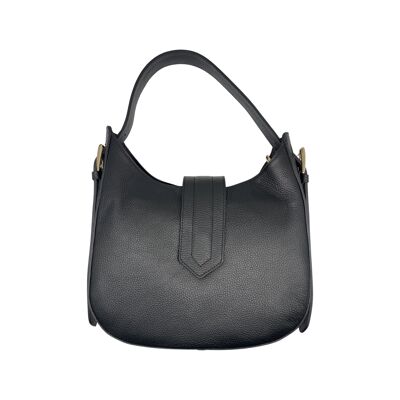 SAC PORTE EPAULE CUIR GRAINE ERICA NOIR