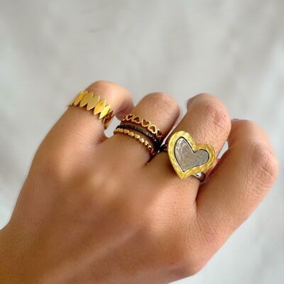 Gold Heart Ring Women, Gold Stacking Ring, Gold Band RIng, Women's Ring, Gift for Her, Made from Gold Plated Sterling Silver 925.