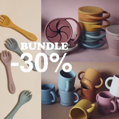 BUNDLE -30% Tableware essentials: Baby Cup, Snackcup, Spoon and Fork made of Silicone