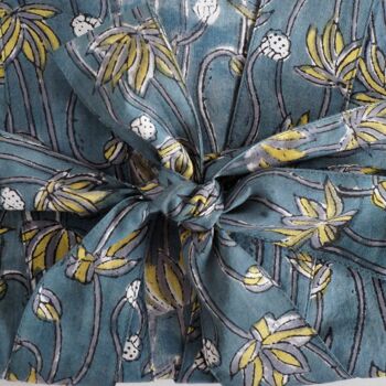 Kimono en coton imprimé fleuri "Flowers stripe" 4
