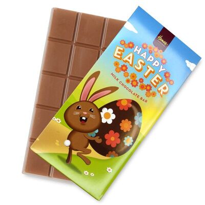 Barre de chocolat au lait Lapin brun Joyeuses Pâques