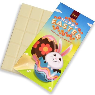 Feliz Pascua Conejo Blanco Barra Chocolate Blanco