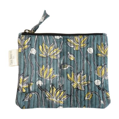 “Flowers stripe” printed cotton pouch