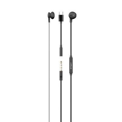 Semi-in-ear wired headphones with jack to USB adapter - Osis