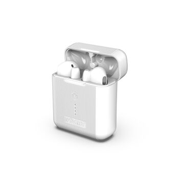 Ecouteurs semi-intra sans fil avec chargeur à induction - Blanc - VEHO QI 8