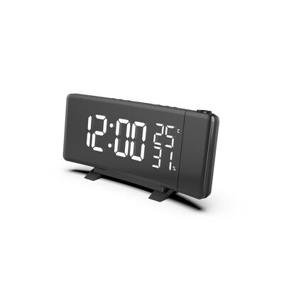 Thermo projector alarm clock + 2 USB ports - Black - CURV-UP