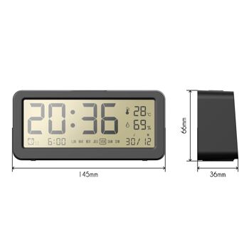 Réveil numérique avec température et date - Noir - ORAS 3