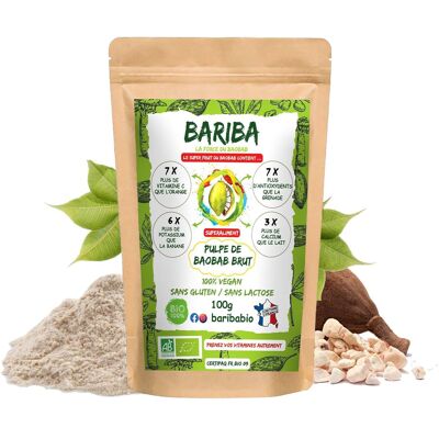 Superfruit BARIBA Premium Organic Raw Baobab Powder 100G