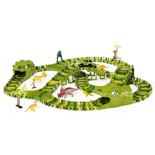 Jeu de Construction DINOTRACKS - Circuit de Voiture Modulables avec Dinosaures - 240 Pièces - Construis Ta Propre Course Préhistorique