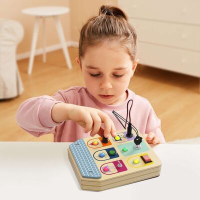 Montessori Busy Board a partir de 3 años, juguete de madera juguetes para niños de 4 5 6 años niños y niñas, juguete de aprendizaje de habilidades motoras juguetes de niños pequeños de 3+ años