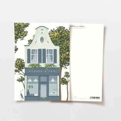 Postkarte Café im Amsterdam Stil, Englisches Tea House, FSC zertifiziert