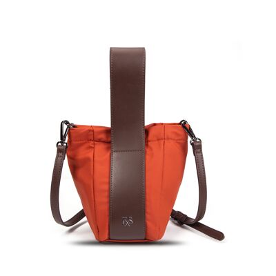 Exs-25636 Carole Handtasche Nylon recycelter Pu-Besatz orange