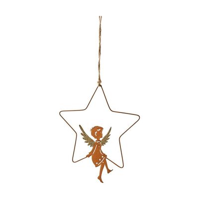 Set of 4 Angels on metal star 16 cm - Christmas decoration