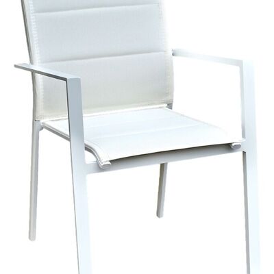 Chaise en textilène avec rembourrage.  Couleur : blanc. 56x56xh89